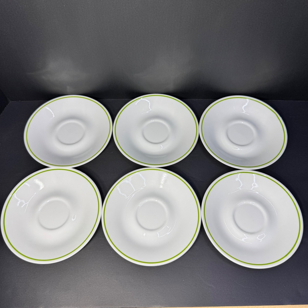 Corelle by Corning Vintage Saucers Set of 6 Vitrelle 6.25 Inch "Meadow" White